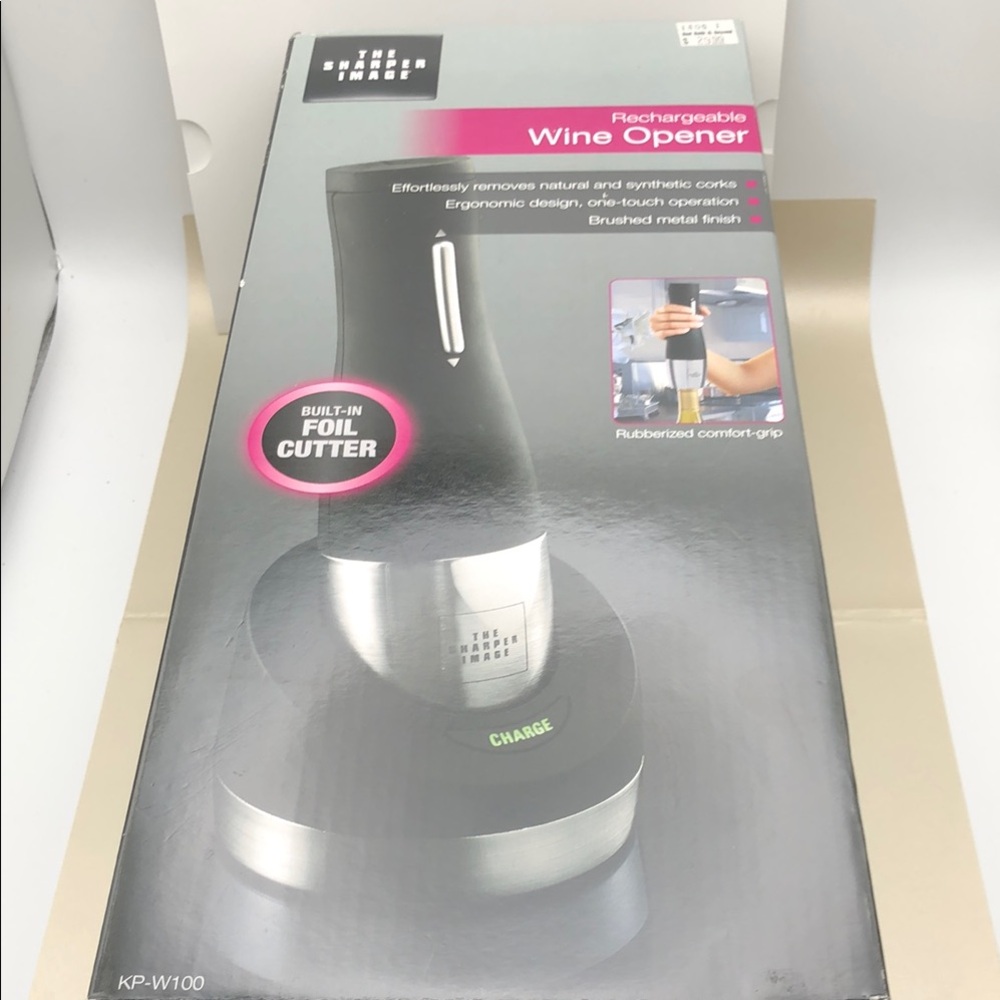 The Sharper Image Rechargeable Wine Opener With Built-In Foul Cutter NWT